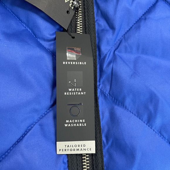 Banana Republic Reversible Quilted Puffer Performance Vest Mens M Black Blue NWT - Picture 7 of 15